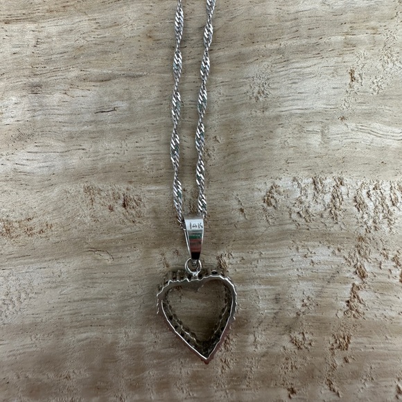 REAL 1/3 Ct Heart diamond necklace 14 Kt white gold chain & clasp formal luxury - Picture 11 of 17